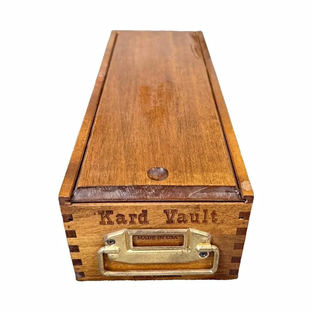 Vintage Kard Vault Wooden Trading Card Box Uncommon Trading Co MTG Pokemon Sport